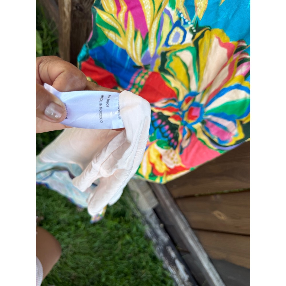 Antonio Melani Multi Color Tropical Floral Maxi Dress Square Neck Sleeveless 12 - Picture 6 of 9